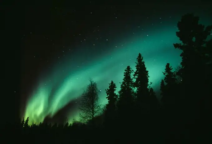 northern lights or aurora borealis yukon territory, canada