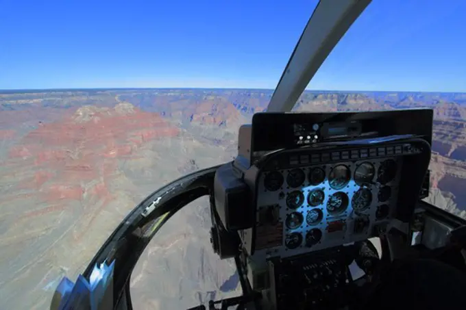 Experiencing the Grand Canyon from a helicopter. Grand Canyon, Arizona, USA