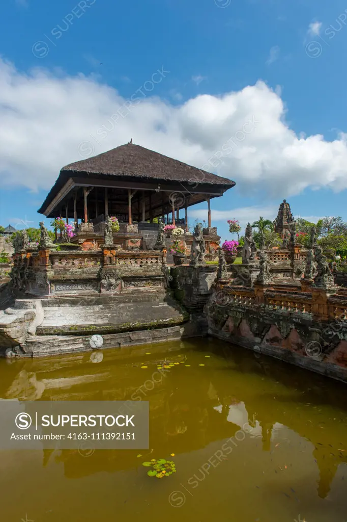 View of the Kertha Gosa pavilion (former Hall of Justice), in Puri Semarapura Palace, Klungkung, Bali, Indonesia.