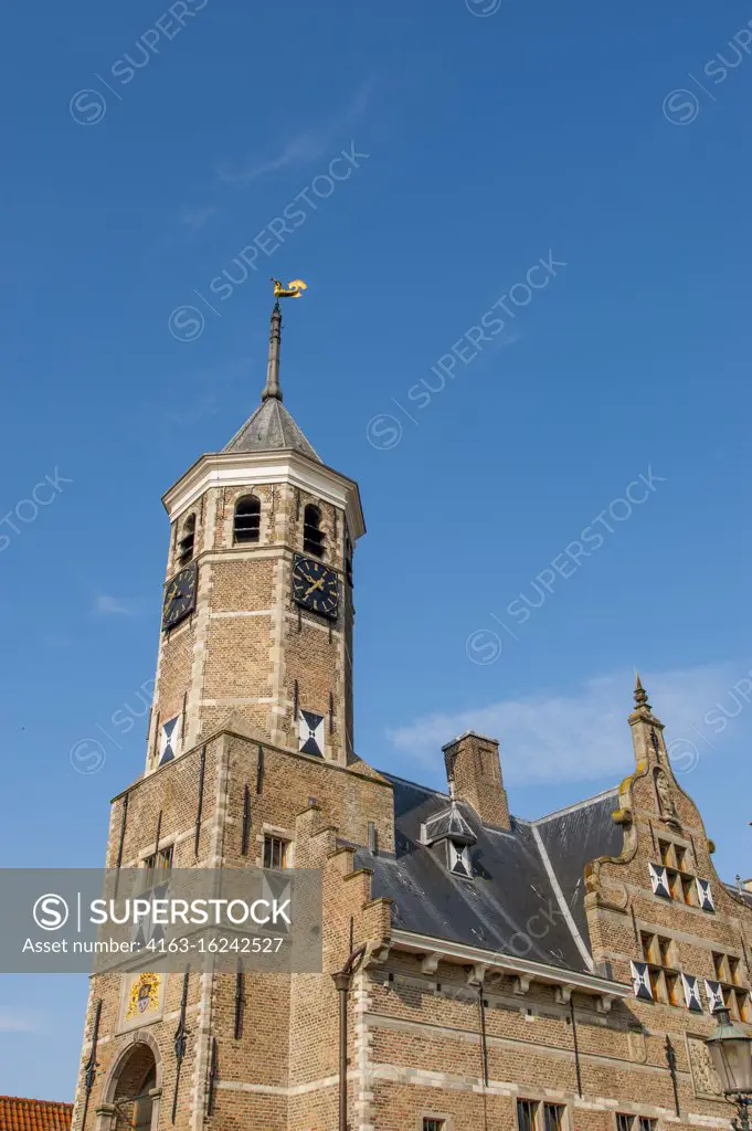 The town hall in Willemstad, a historic city in the Dutch province of North Brabant, Netherlands.