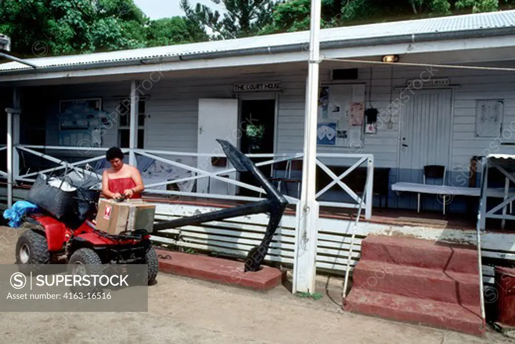 PITCAIRN ISLAND,VILLAGE, COURT HOUSE WITH BOUNTY ANCHOR