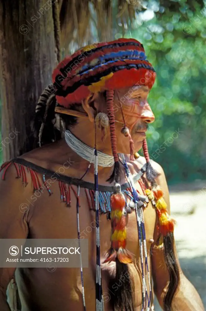 AMAZON RIVER, PORTRAIT OF JIVARO INDIAN MAN