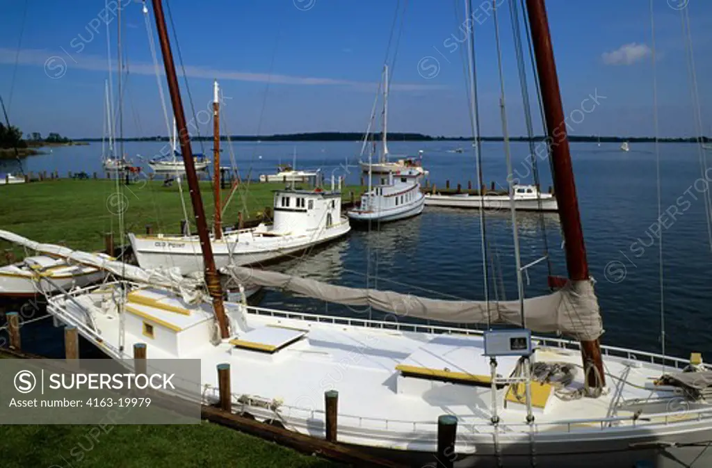 Usa, Maryland, Chesapeake Bay, St. Michaels, Maritime Museum, Boats