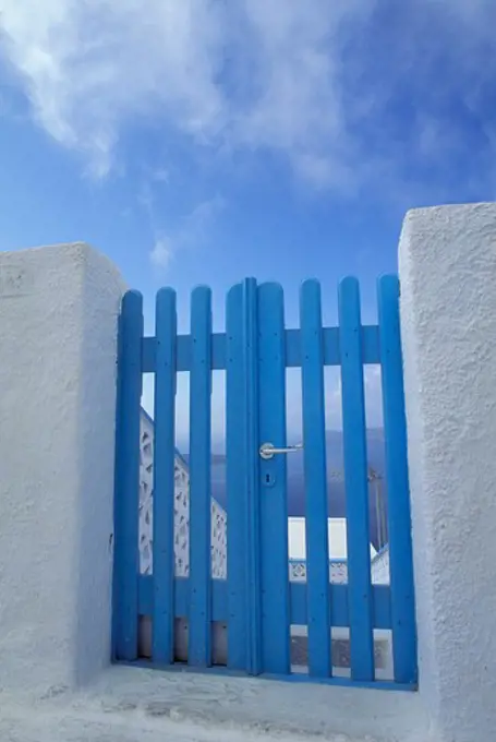 GREECE, SANTORINI, PHIRA, LOCAL HOUSE, DOOR