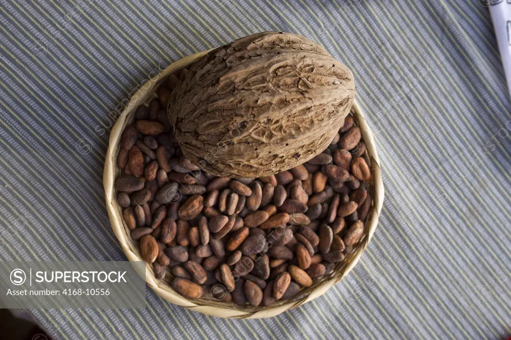 Guatemala, Highlands, Antigua, Bowl With Cocao Beans