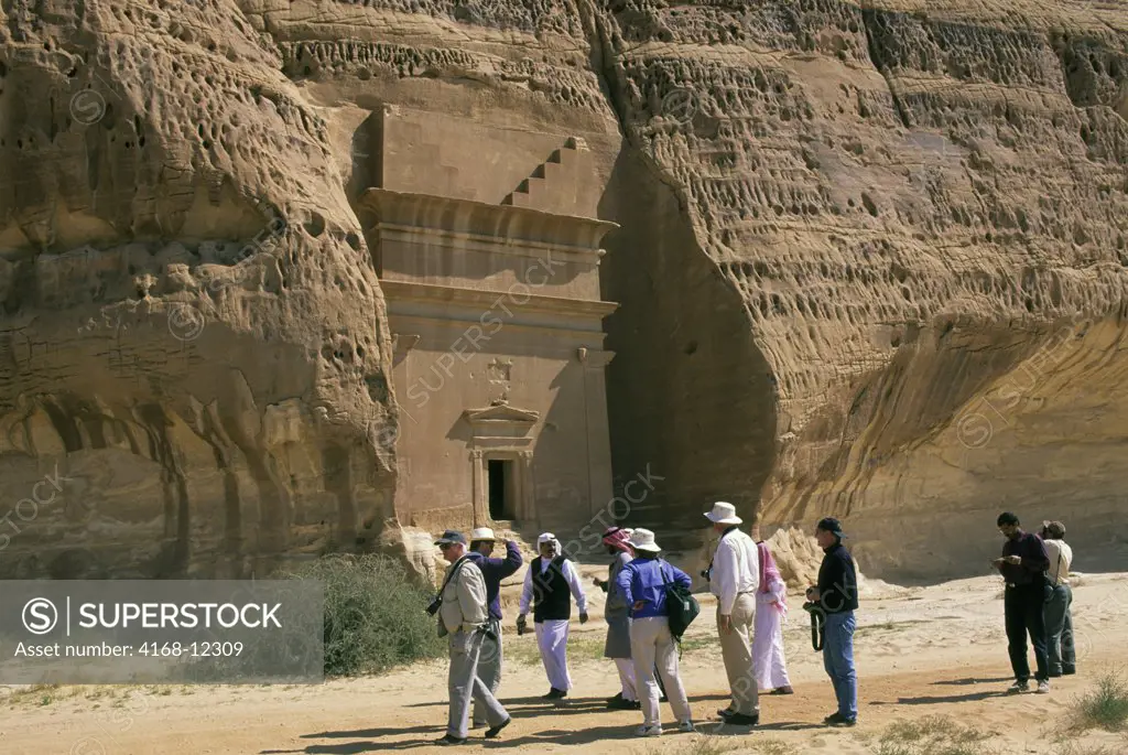 Saudi Arabia, Madain Saleh, Nabataeans Tombs (100 B.C. To 76 A.D.), Tourists