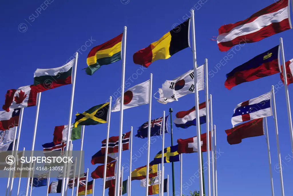 Canada, Alberta, Calgary, Canada Olympic Park, International Flags