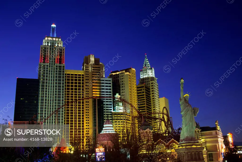 USA, Nevada, Las Vegas, View Of New York New York Hotel And Casino At Night