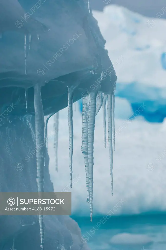 Antarctica, Antarctic Peninsula, Pleneau Island, Iceberg With Icicle