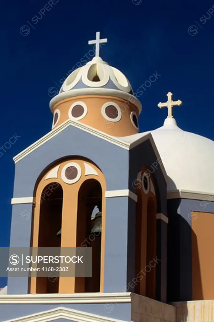 Greece, Santorini, Phira, Colorful Church