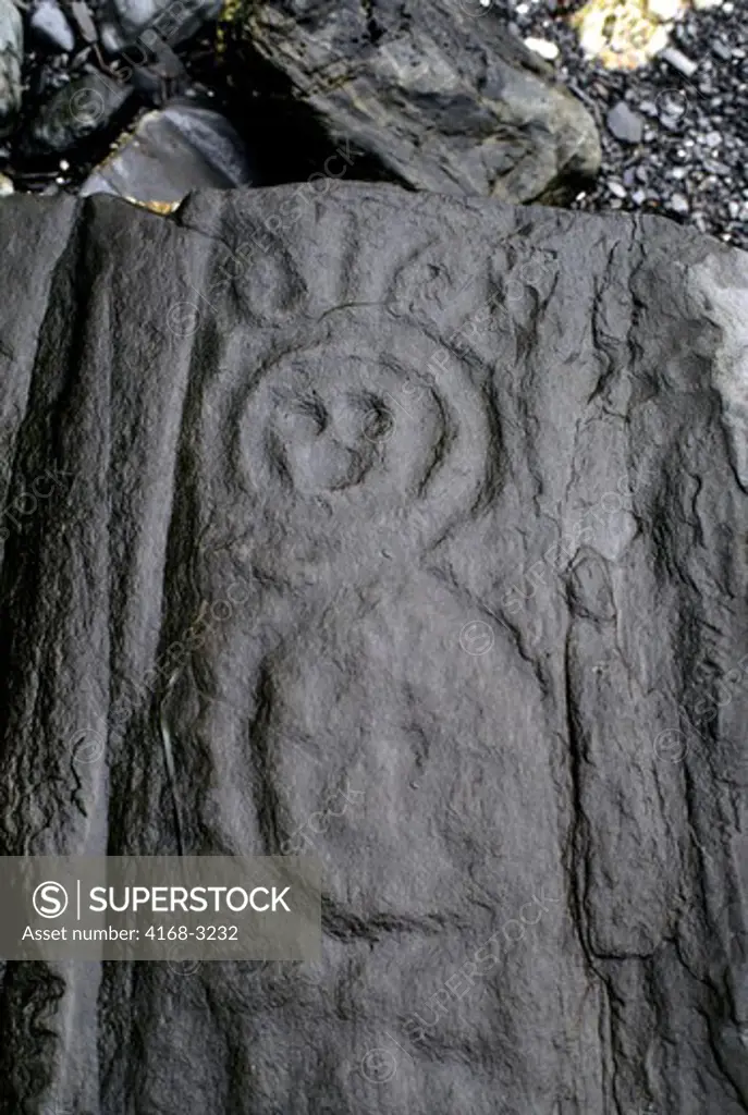 Canada, Bc, Near Prince Rupert, Pike Island, Petroglyphs