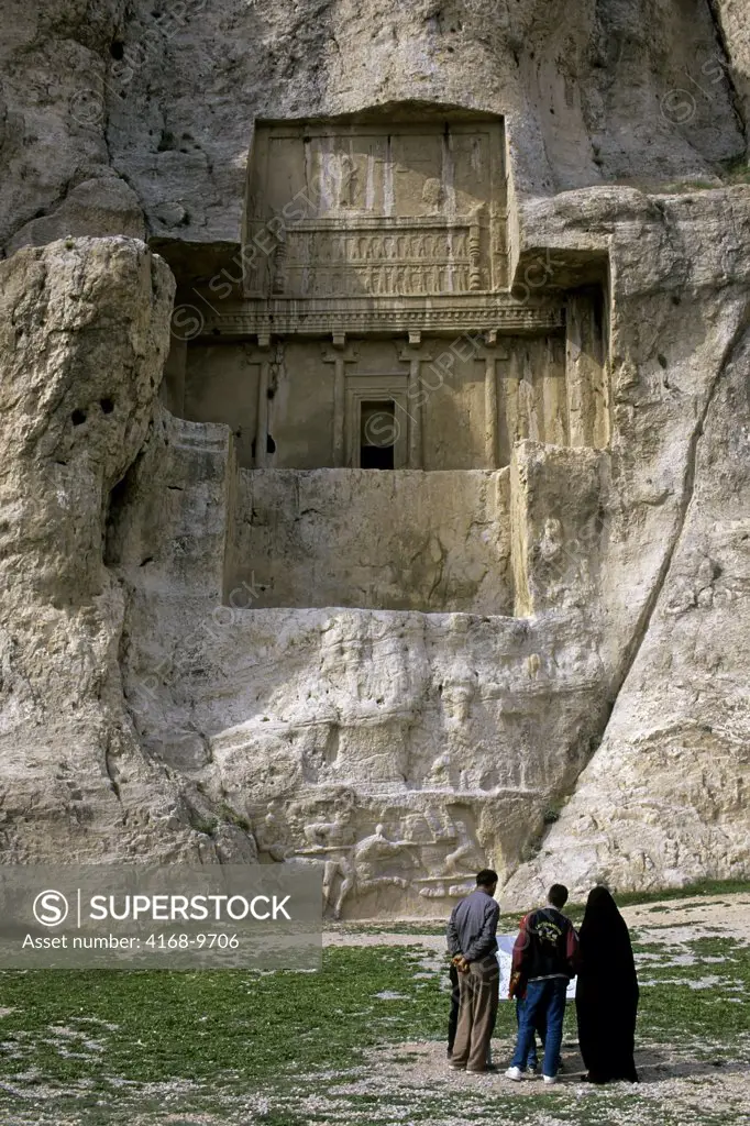 Iran, Near Shiraz, Royal Tombs At Naghsh-E-Rostan (Persepolis), Sasanian Carvings Beneath Tombs