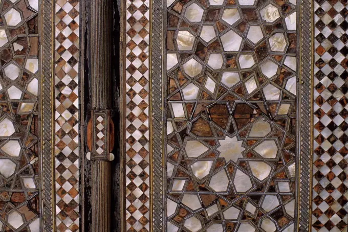 Turkey, Istanbul, Topkapi Palace, Mother Of Pearl Inlaid Door, Detail