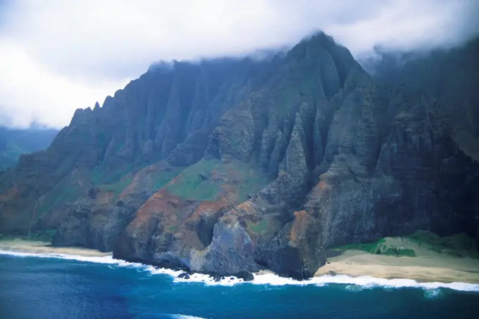 USA, Hawaii, Kauai, View Of Na Pali Coast From Helicopter