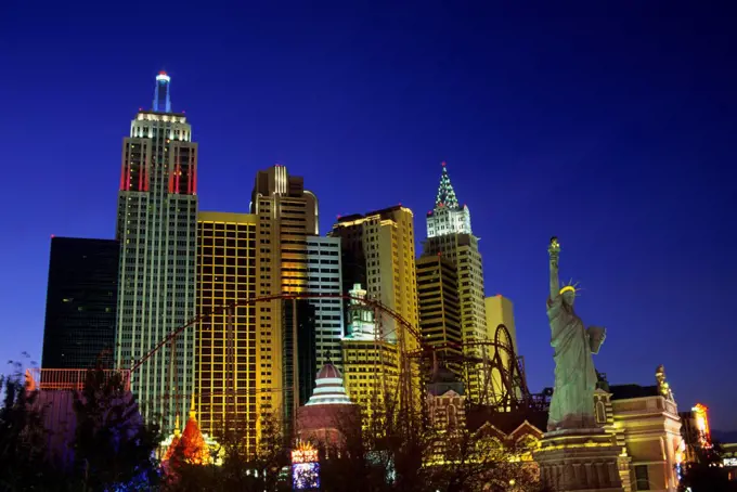 USA, Nevada, Las Vegas, View Of New York New York Hotel And Casino At Night