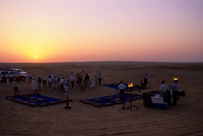 United Arab Emirates, Dubai, Dubai Desert Conservation Reserve, Tourists, Sunset