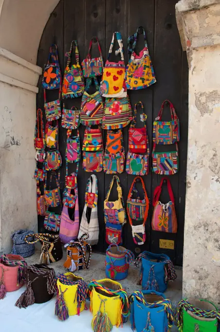 Colorful Mochila Bags For Sale In The Streets Of Cartagena, Colombia