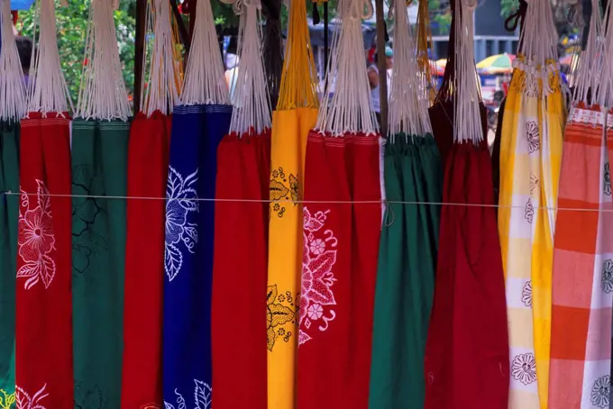 Brazil, Amazon River, Santarem, Colorful Hammocks For Sale