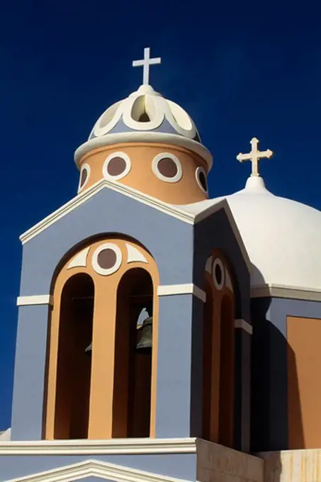 Greece, Santorini, Phira, Colorful Church