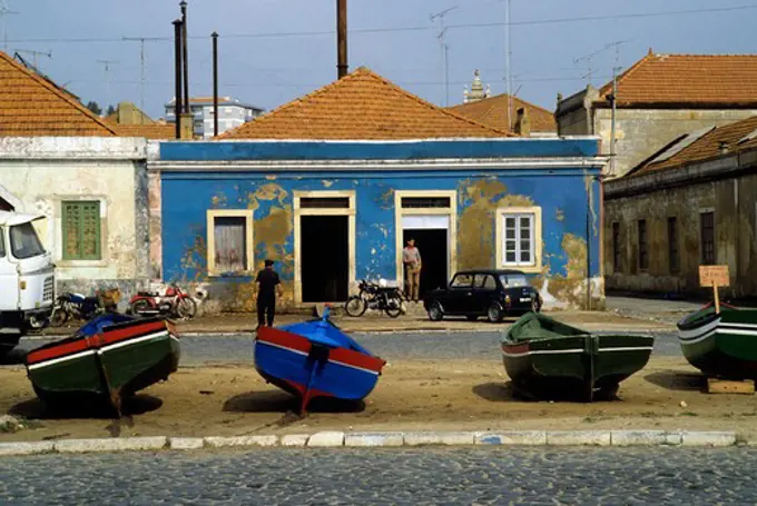 Portugal, Setubal, Fishing Village With Boats