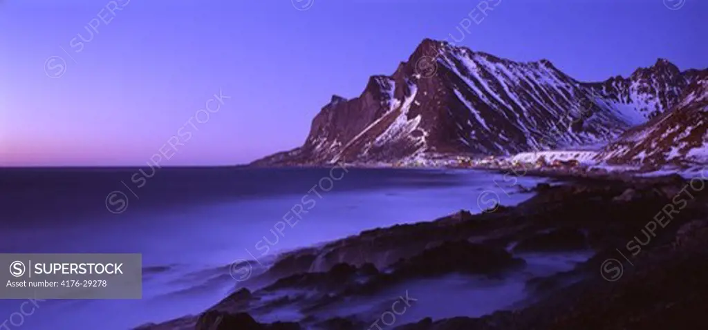 Stormnight at the utter coast of Lofoten in northen Norway