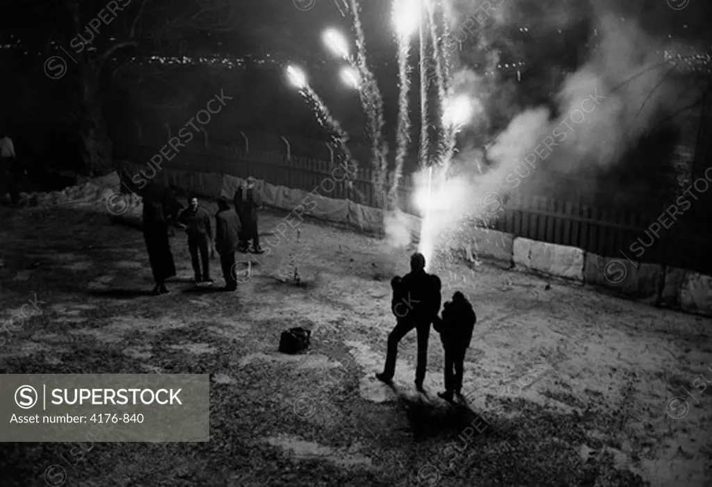 New Year celebration with fireworks. Stockholm