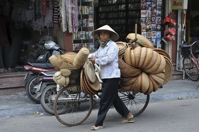 Woman selling baskets in Hanoi, Vietnam 2008