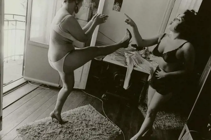 Two women doing morning exercises