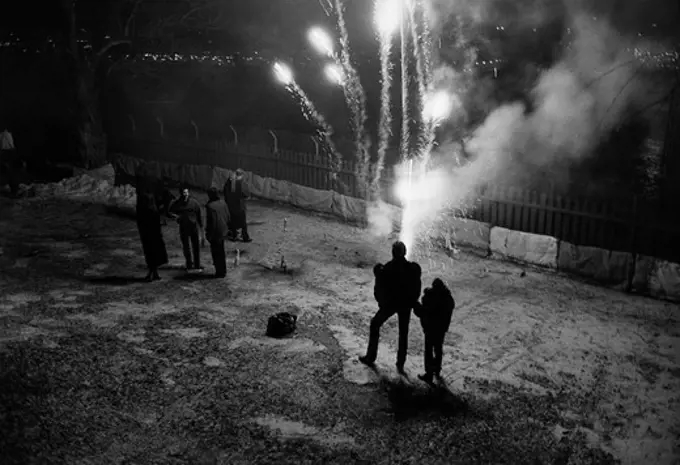 New Year celebration with fireworks. Stockholm