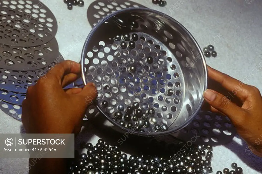 Pearl Oysters: Sieve For Pearl Size Classification,  Manihi, Fr. Polynesia