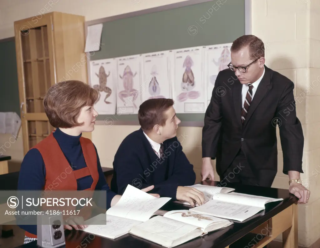 1960S College Students In Class With Teacher Studying Biology