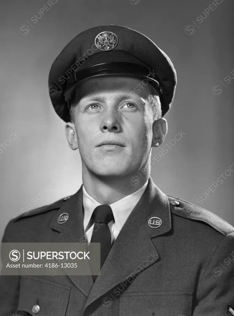 1950S Portrait U.S. Army Soldier Head Shoulders Man