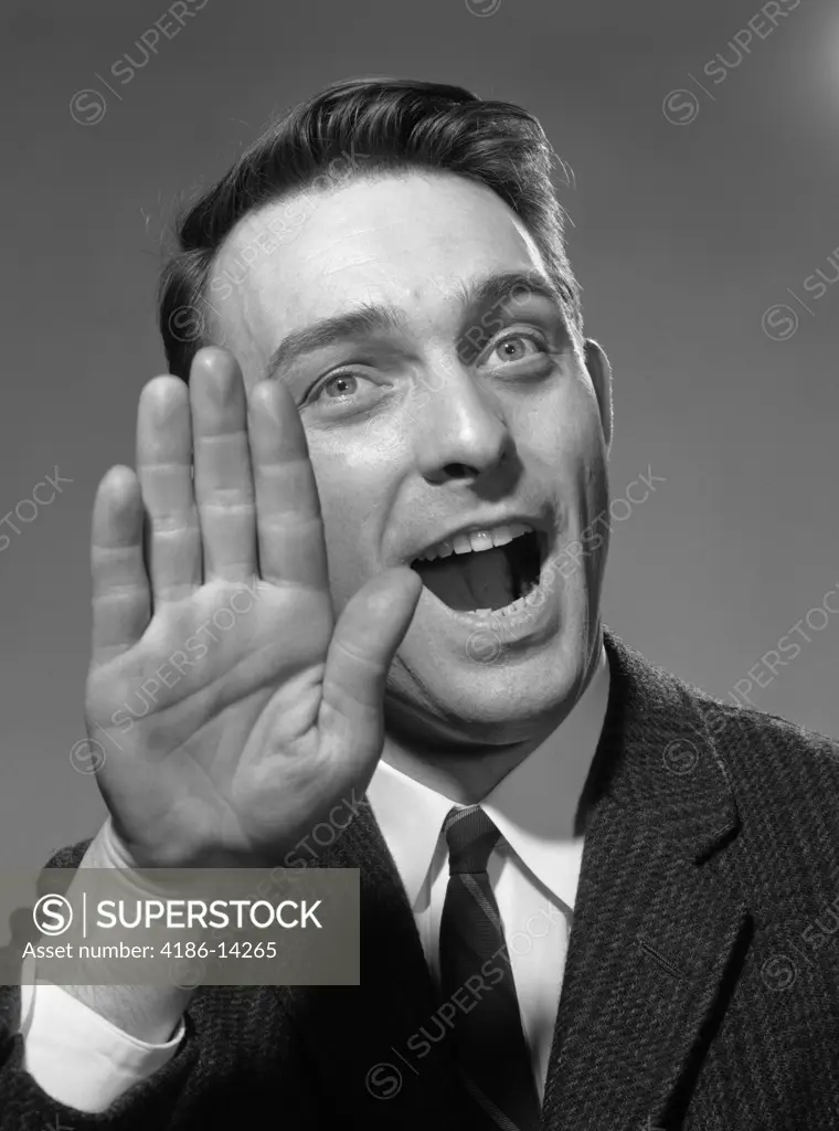 1960S Man Hand Up Stop Halt Gesture