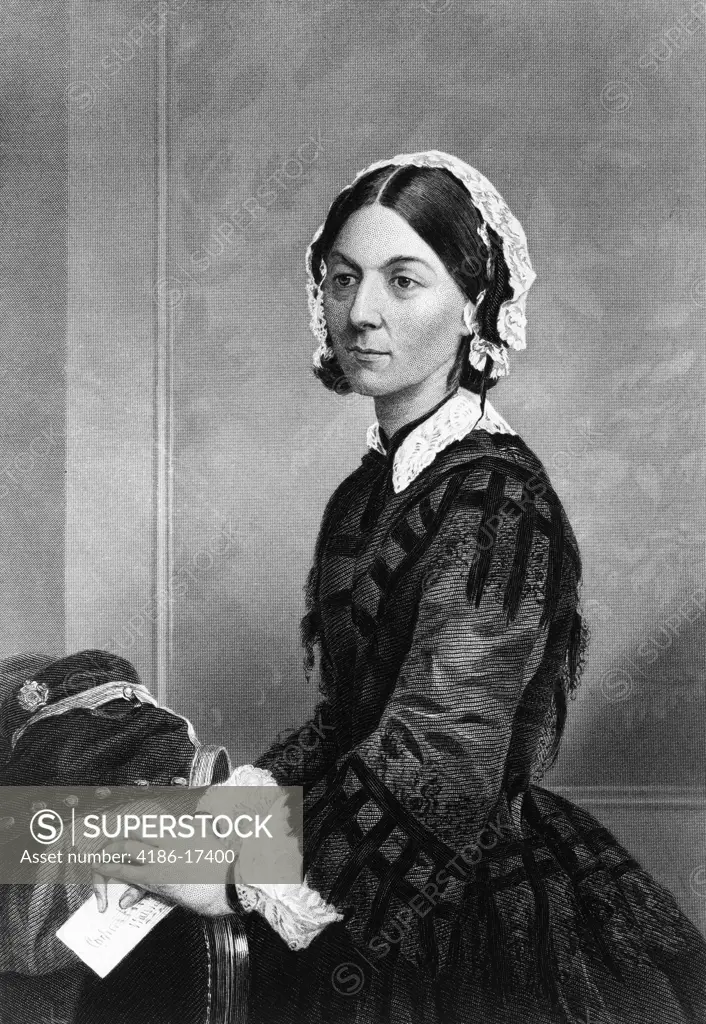 1800S 1870S Portrait Florence Nightingale 1820 - 1910 British Nurse Founder Of Modern Nursing During Crimean War Painting By Chappel 1872