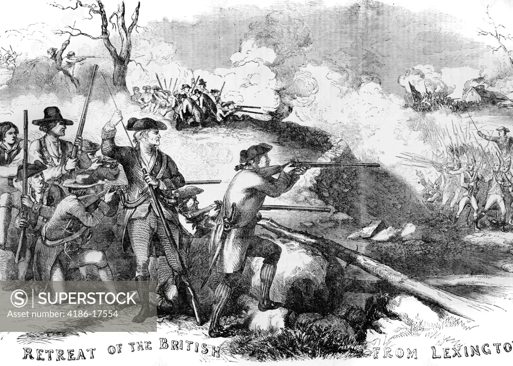 April 18, 1775 The Retreat Of British From Lexington Massachusetts The First Battle Of The American War Independence 1700S 1770S