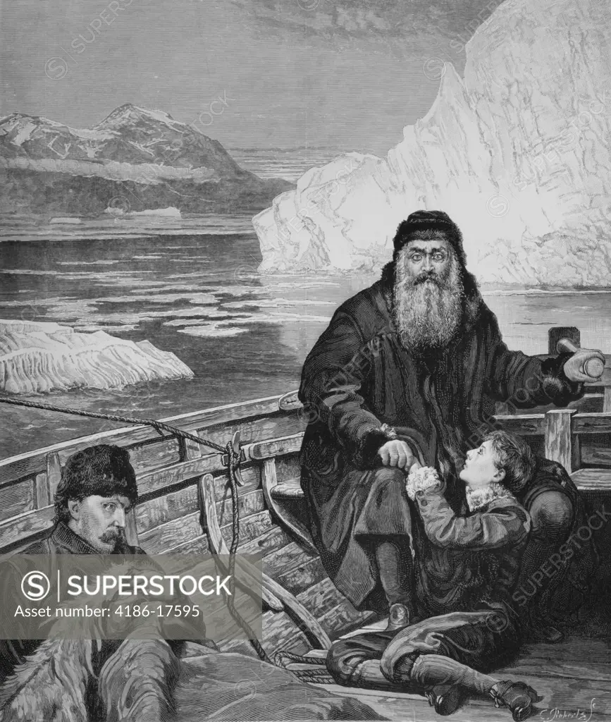 British Navigator Henry Hudson And Son Set Adrift By Mutinied Crew In 1611 On Voyage Of Canada Hudson Bay Area Illustration By John Collier