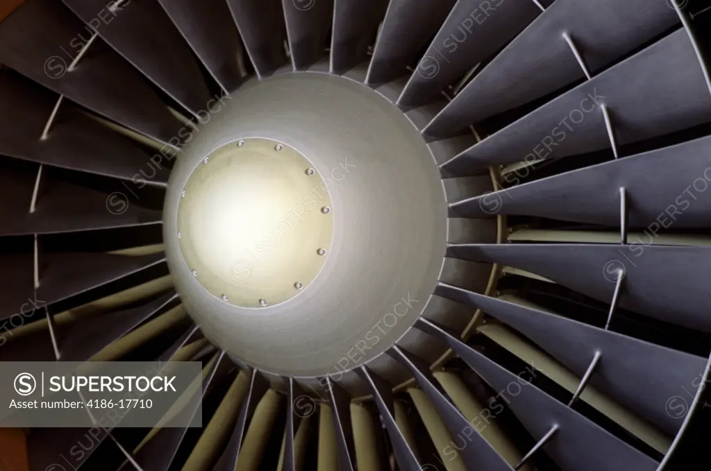 Turbine Blades In Front Opening Of U.S.A.F. Transport Plane Engine