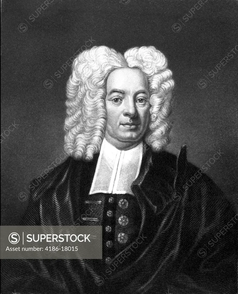 1600s COTTON MATHER NEW ENGLAND PURITAN MINISTER WRITER WHO ACTED AS JUDGE IN SALEM WITCH TRIALS OF 1692 LOOKING AT CAMERA