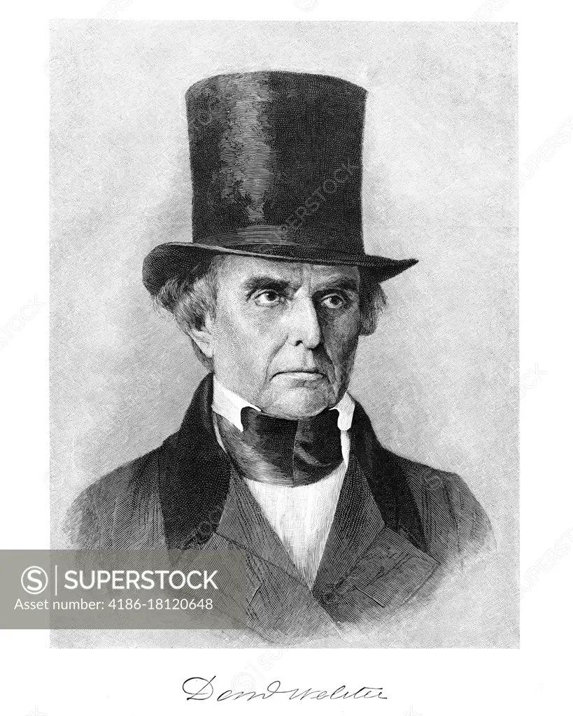 1840s 1800s PORTRAIT OF THE GREAT ORATOR DANIEL WEBSTER WEARING A TOP HAT AN AMERICAN LAWYER CONGRESSMAN POLITICIAN STATESMAN