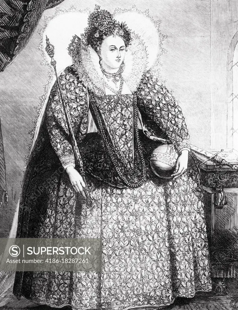 1580s 16TH CENTURY QUEEN ELIZABETH I OF ENGLAND ON THE OCCASION OF HER RENDERING THANKS FOR DEFEAT OF SPANISH ARMADA IN 1588