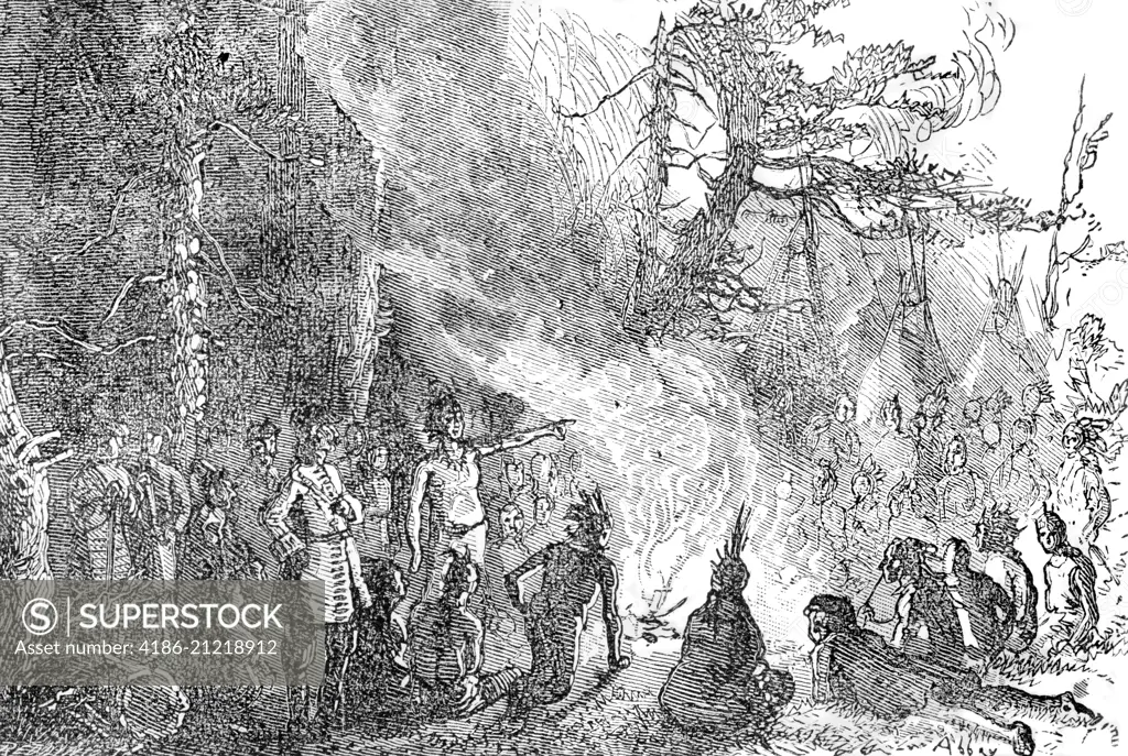 1700s ONONDAGA INDIAN COUNCIL MEETING ONE OF THE NATIONS OF THE IROQUOIS CONFEDERACY