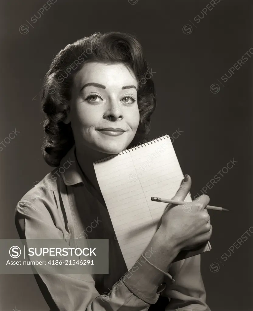 1950s 1960s SMILING THOUGHTFUL WOMAN ...