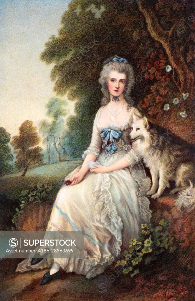 1780s PORTRAIT OF MRS ROBINSON PERDITA MISTRESS OF PRINCE OF WALES BY  THOMAS GAINSBOROUGH COMMISSIONED BY KING GEORGE IV - SuperStock