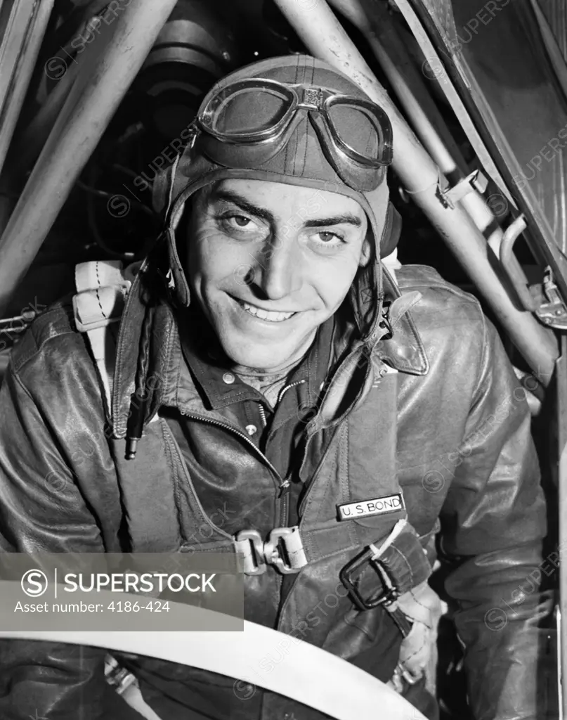 1940S Fighter Airplane Pilot On Us World War Ii Bond Promotion Tour