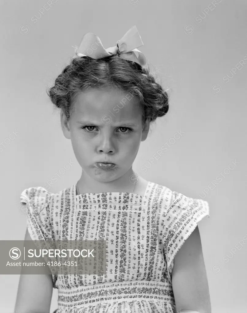 1940S Little Girl Looking Sad Pouting Frowning