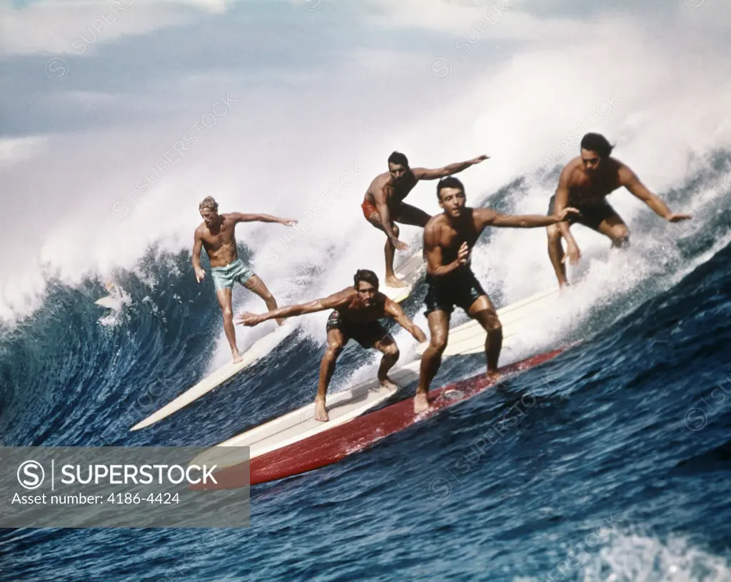 1960S 1970S Five Men Surfing