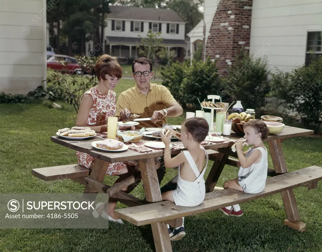 1960S Picnic Table Family Back Yard