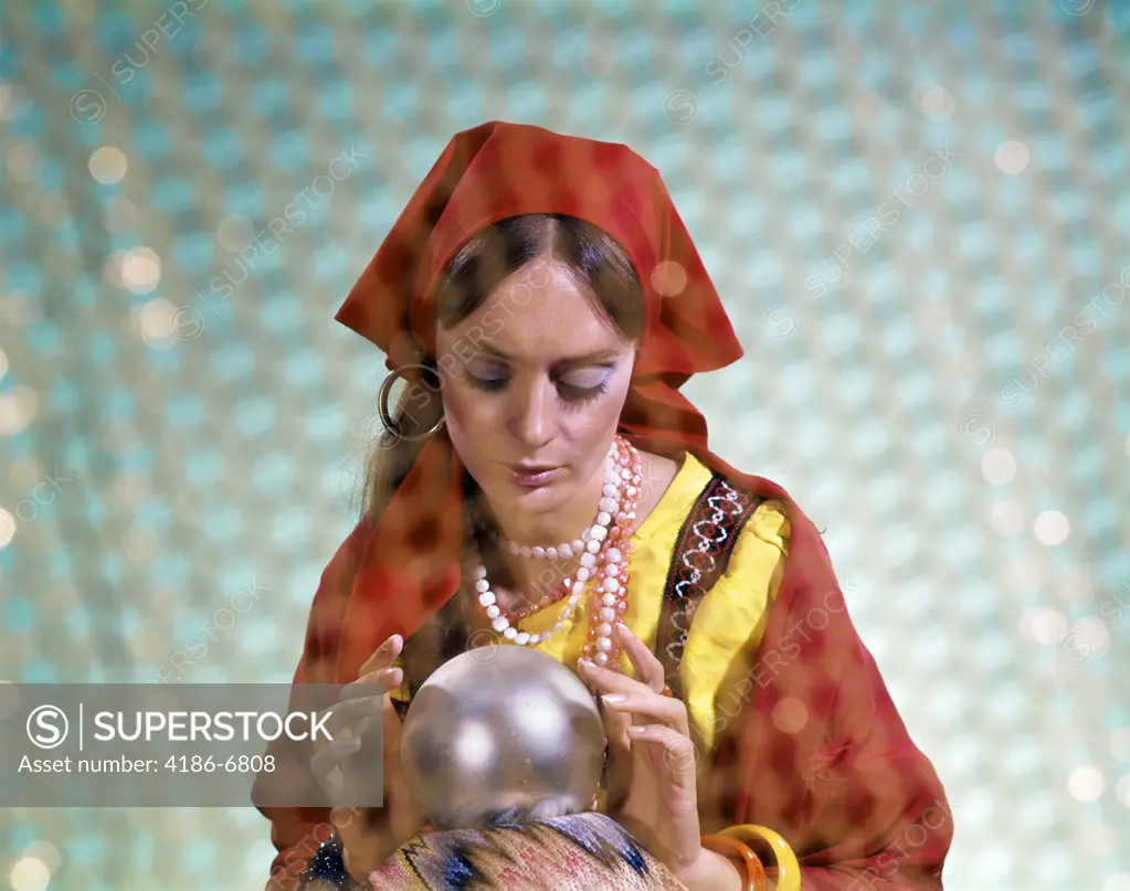 1970S Gypsy Woman Looking Into Crystal Ball Fortuneteller Fortune Teller Prediction Future