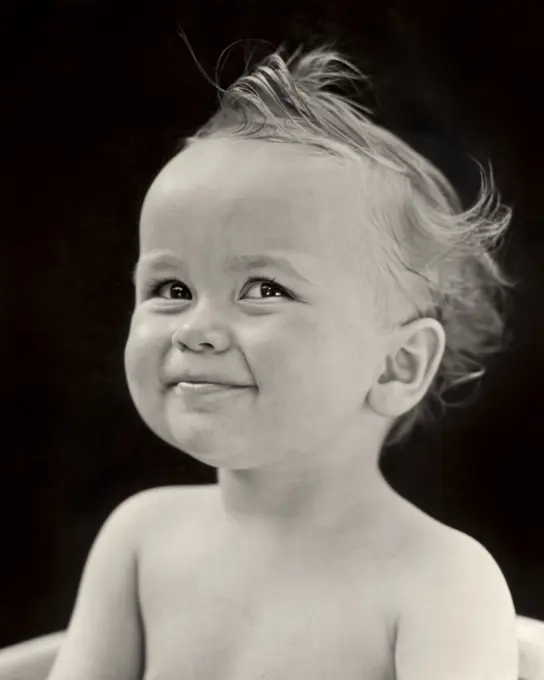 1940s  PORTRAIT SMILING BABY BOY LOOKING AT CAMERA