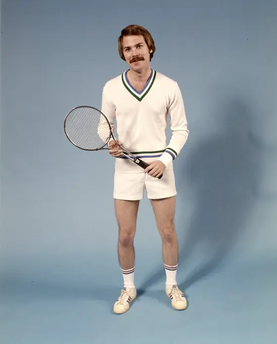 1970S Full Figure Man Standing Wearing Tennis Clothes 